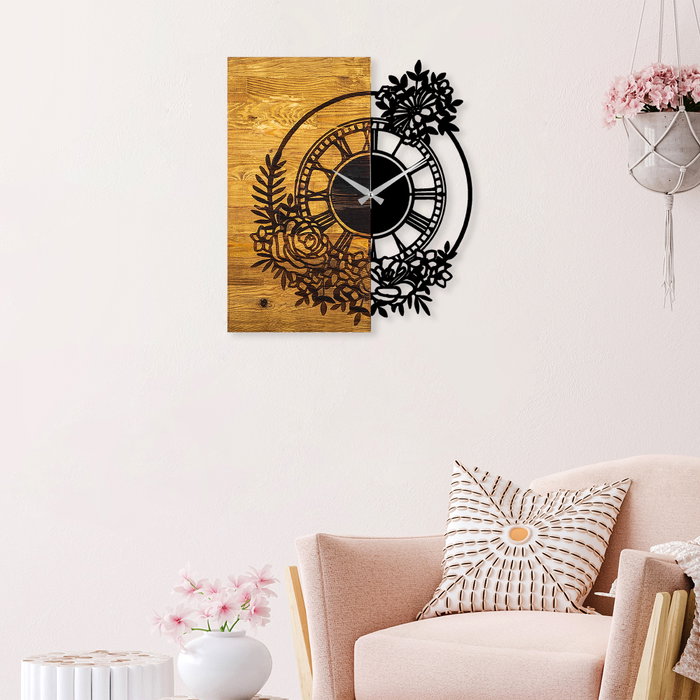 Wallity Wooden Clock 14 Nogal y Negro